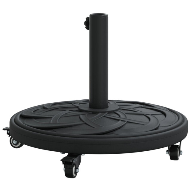 Parasol Base Black Steel 45 X 45 X 39 Cm Rollable Umbrella Base