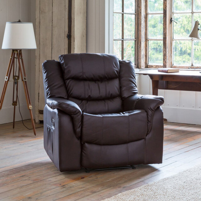 Sartin 94cm Wide Faux Leather Wall Recliner Standard Recliner