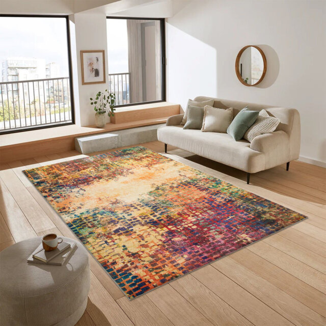 Contemporary Abstract Cashmere Rug – Cozy Plush Area Rug For Home Décor