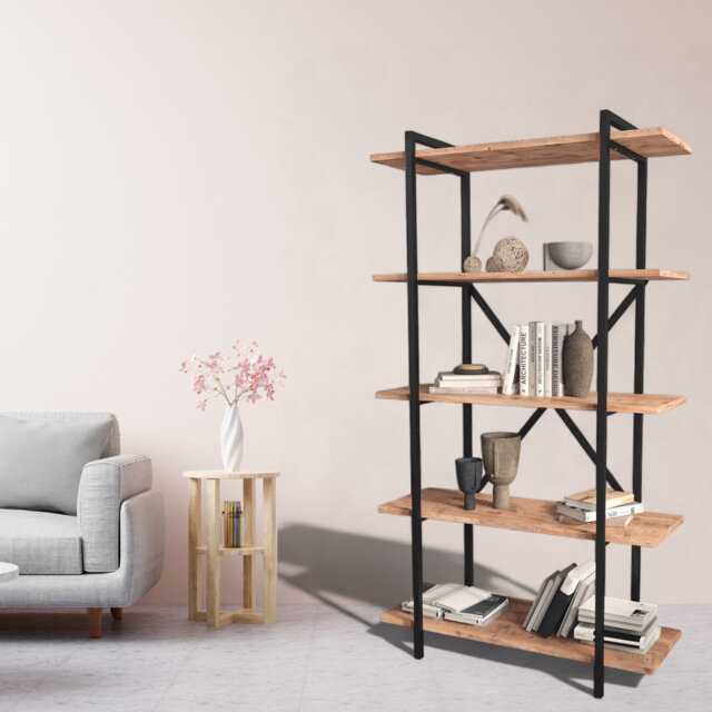 Aicen 159.6cm H x 90cm W Metal Bookcase