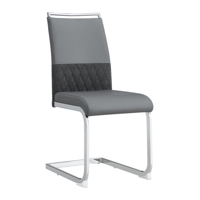 Set Of 2 Dining Chairs With Backrest In Pu Artificial Leather And Linen