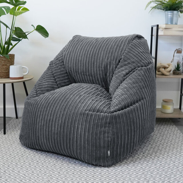 Extra Large Snuggly Cord Pre-Filled Adult Bean Bag Chair - 82 (H) X97 (W) X97 (D) Lightweight Comfortable Chair For All Ages - Breathable Fabric Recli