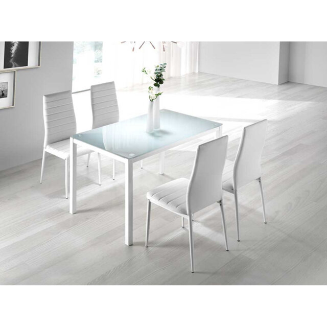 Gianelly Glass Top Metal Base Dining Table