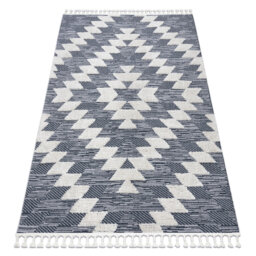 Blue / Gray Berber Moroccan Shaggy Diamond Rug