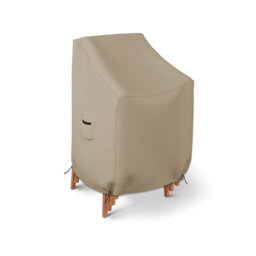Stackable Chair Cover 12 Oz Waterproof - 100% Weather Resistant PVC Coated Patio Furniture Cover With Air Pockets & Drawstrap For Snug Fit