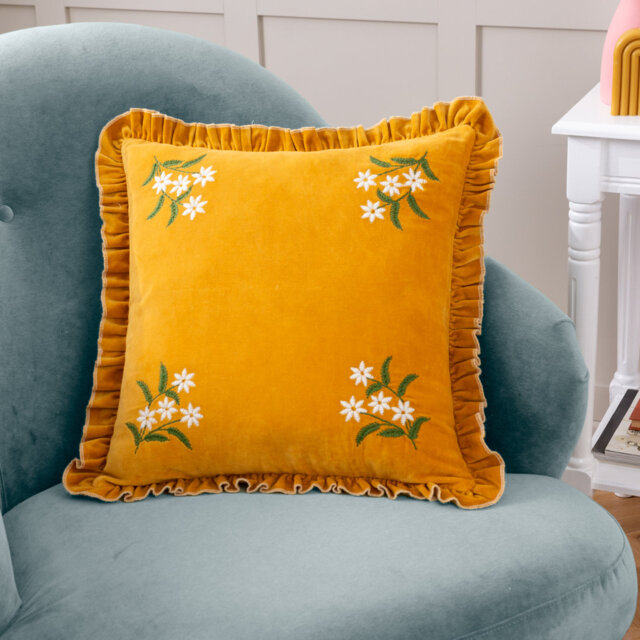 Floral Gold Square Cushion