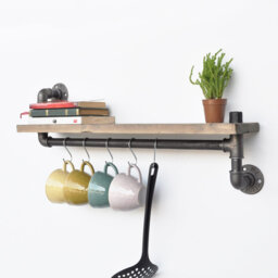 Novella Solid Wood Industrial Pipe Shelves