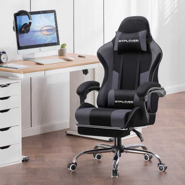 GTPLAYER Adjustable Reclining Ergonomic Swiveling PC & Racing Game Chair with Footrest
