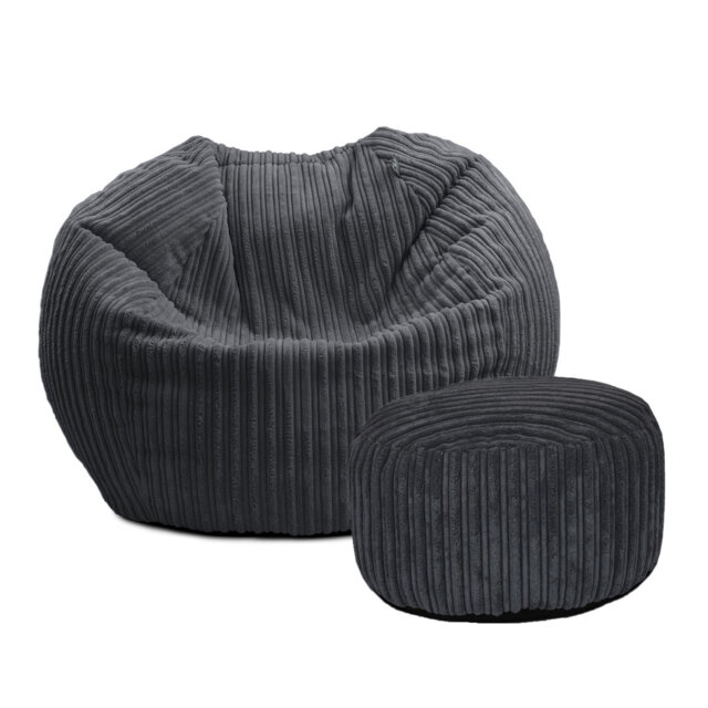 rucomfy Beanbags Slouchbag Large Corduroy Bean Bag Chair - Adult Bean Bag with Filling - Home Furniture Seating for Living Room or Bedroom - Machine W