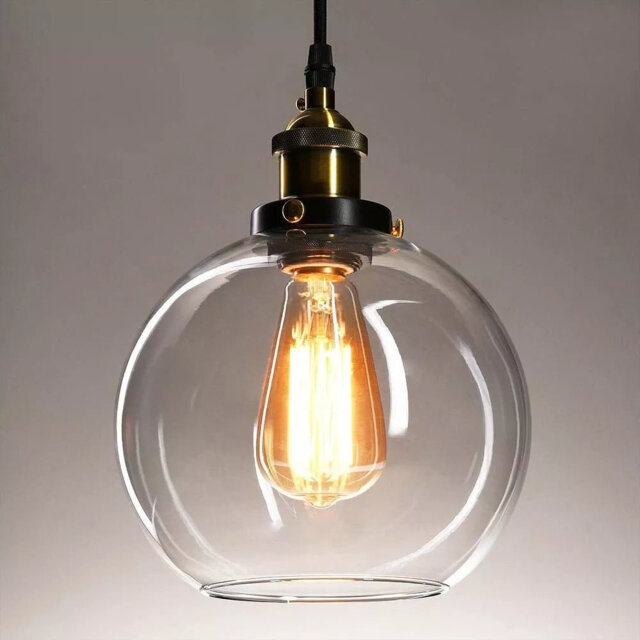 Cowart 1Vintage Glass Pendant Light – Globe Glass Hanging Lamp with Gold Globe Shade, Adjustable Ceiling Fixture for Kitchen Island, Bedroom, Loft, Di
