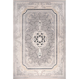 Ruby Marble Medallion Cream Grey Abstract Area Rug