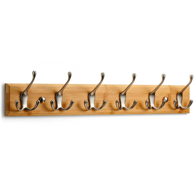 Bamboo / Rattan Wall Mounted Required 6 - Hook Wall Mounted Coat Rack