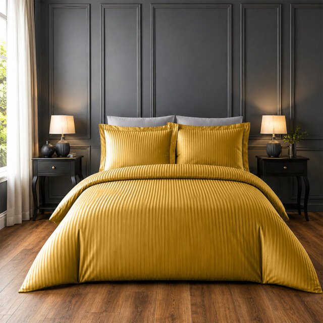 Microfiber Striped Duvet Cover Set with Pillowcases Included