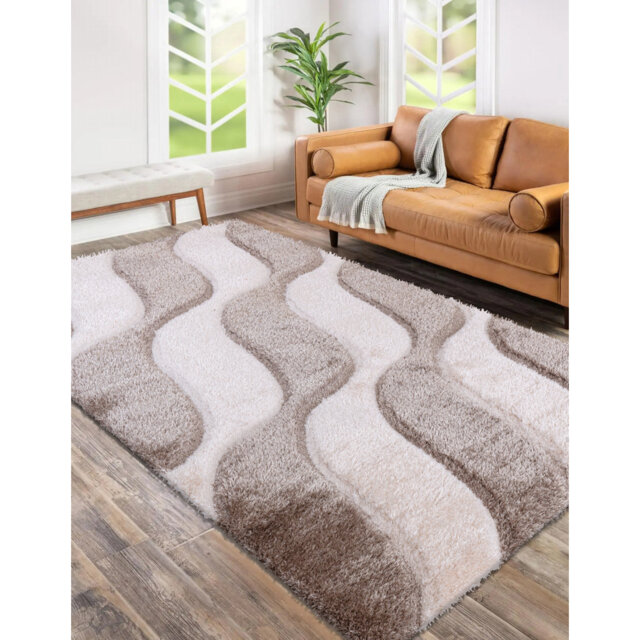 Abdulrazaq Geometric Machine Tufted Shag 60cm X 110cm Indoor / Outdoor Area Rug