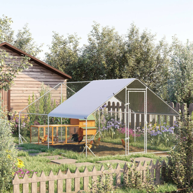 FarmNest Premium Chicken Coop Set with Weather-Resistant Cover and Galvanized Steel Construction for Chickens Rabbits and Ducks.