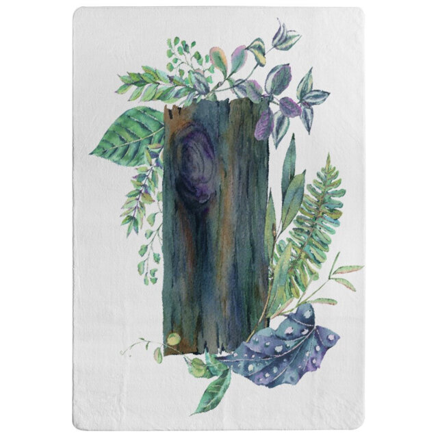 Paquin Leaves Board Designer Shaggy Blue/Green/White Rug