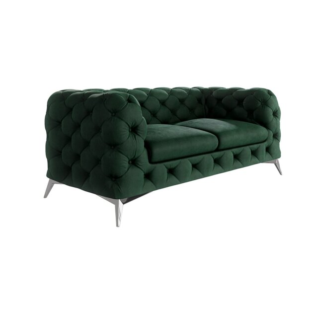 Chesterfield Sofa Bixby 2 Seater with Silver Metal Legs