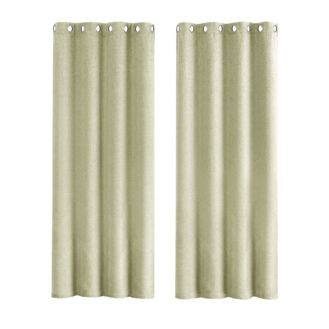 Linen Blend Blackout Curtain Panel Pair