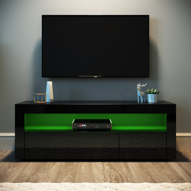 "Birdsall 120Lx35Wx45H cm LED TV Stand/TV Cabinet, 2 Flip Doors, RGB Remote, 12W, Particleboard, For 47"" TVs"