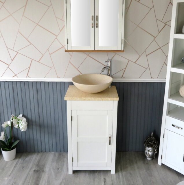 Scoggins 515mm Single Bathroom Vanity with Vessel Stone Basin