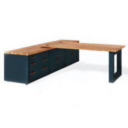 Elvita Modular Solid Wood Stainless Steel Executive Desk