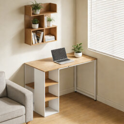 Computer Desk with Side Storage Compartments