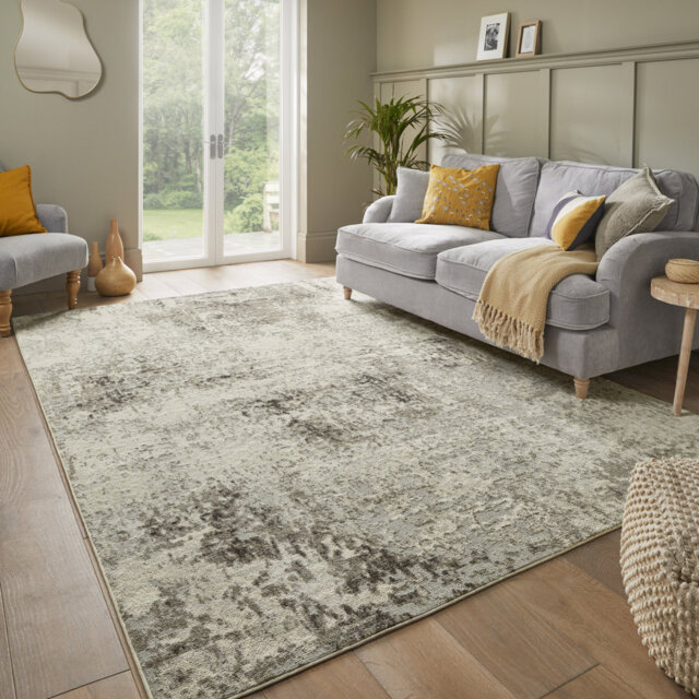Edgeworth Abstract Machine Woven Cream Grey Area Rug