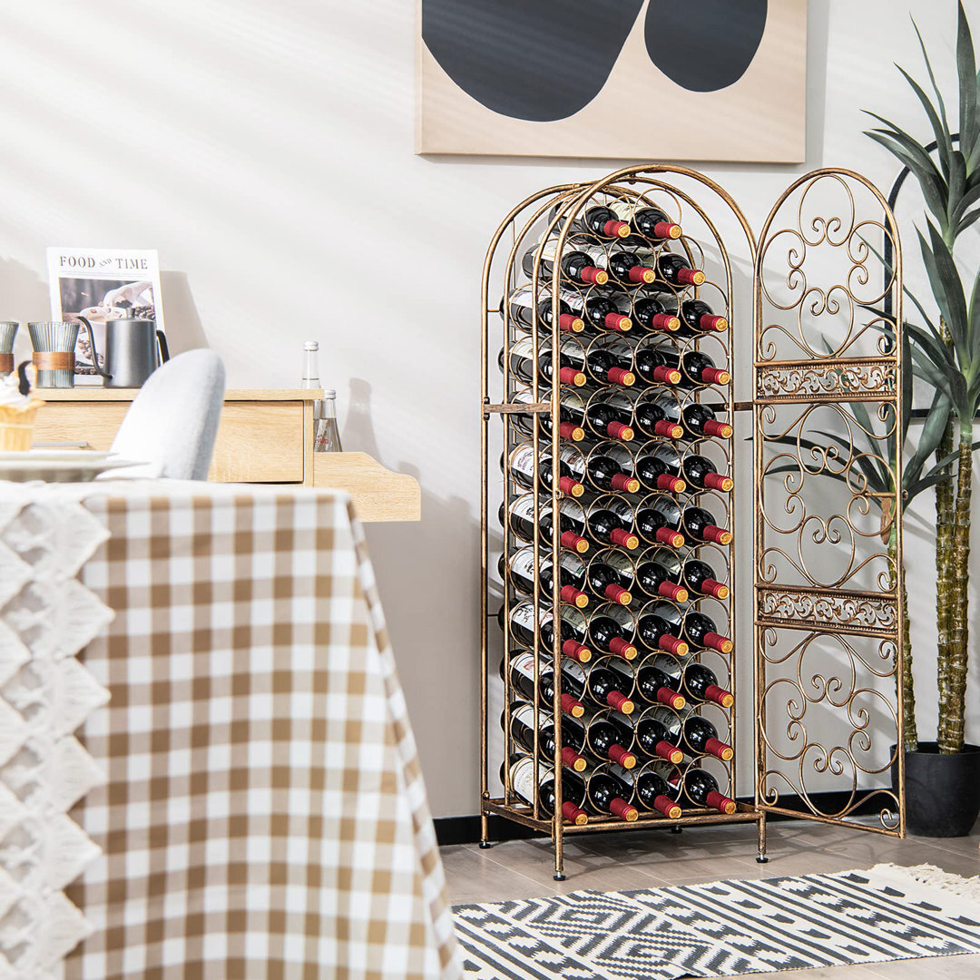 45 Bottles Wine Rack, Freestanding Metal Wine Bottle Holder With