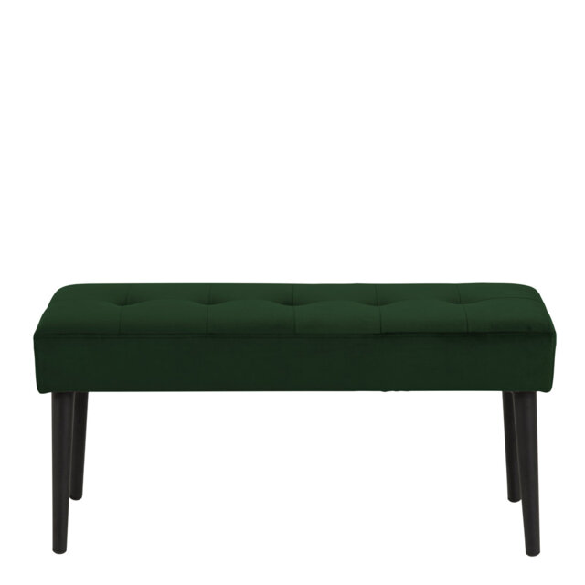 Glory Bench in Forest Green Fabric & Black Metal Base