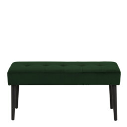 Glory Bench in Forest Green Fabric & Black Metal Base