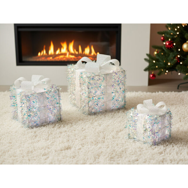 Set of 3 Christmas Decorations LED HALLANGEN Christmas Gifts 20/25/30 cm Multicolour