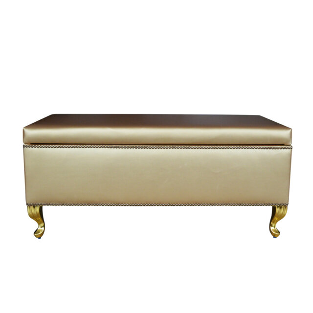 Baroque Faux Leather Upholstered Storage Bench