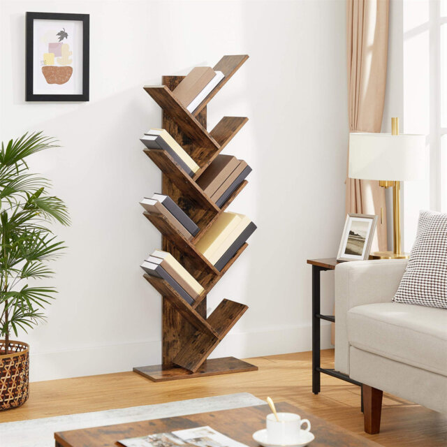 Sarahi 141.5cm H x 50cm W Solid Wood Geometric Bookcase