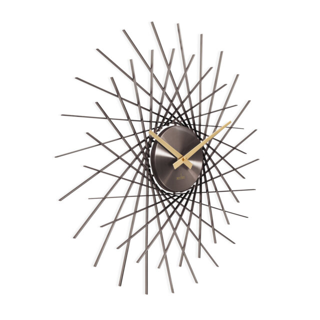 Acctim Large Wall Clock Quartz Spoke Geometric Spun Metal 50cm
