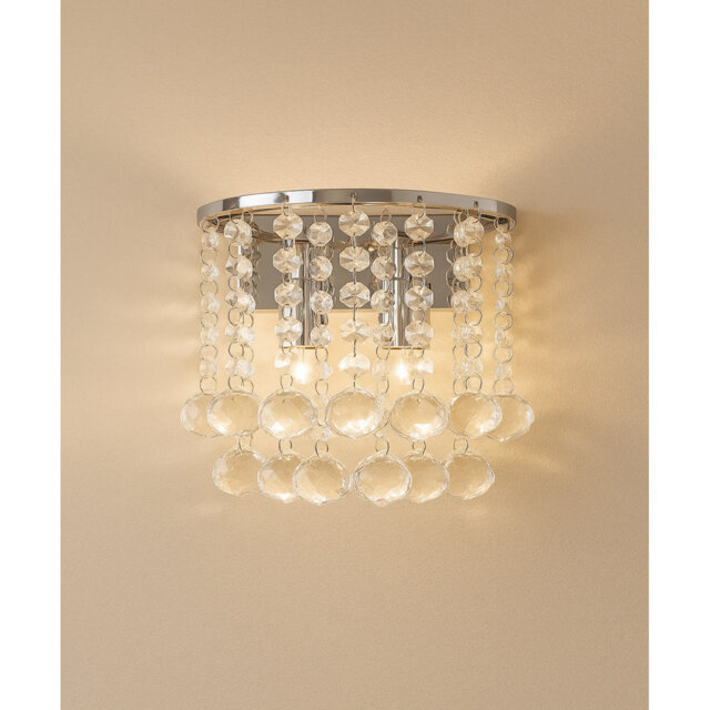 2-Light Dimmable Crystal Chrome Flush Mount Wall Light