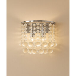 2-Light Dimmable Crystal Chrome Flush Mount Wall Light