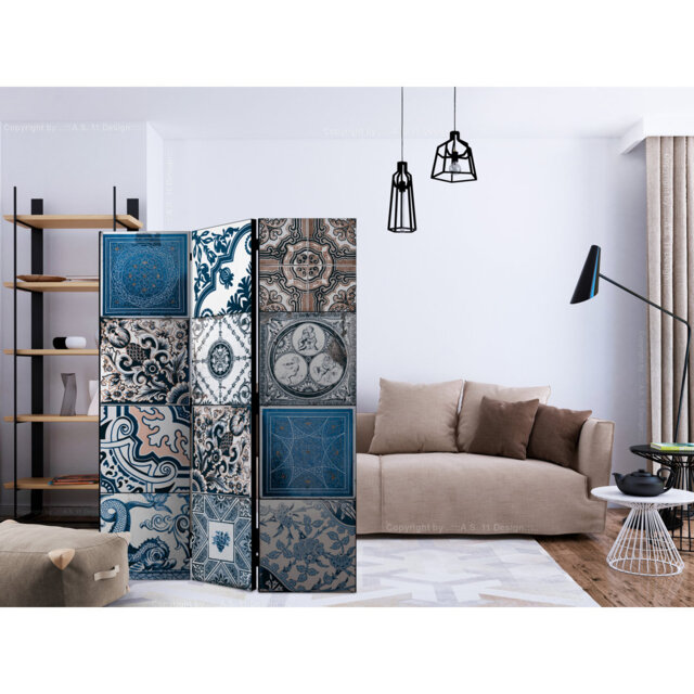Gypson 135cm W x 172cm H 3 - Panel Solid Wood Folding Room Divider
