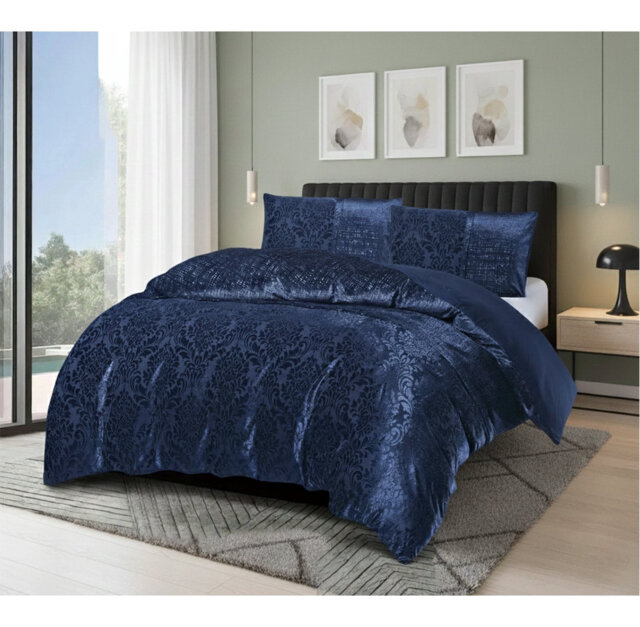 Emilia Duvet Cover Set with Pillowcases – Jacquard Damask Pattern, Luxury Textured Bedding Set, Double/King/Super King Sizes
