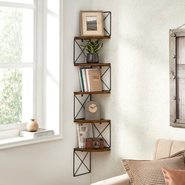 Besaw 127.5cm H x 20cm W Metal Corner Bookcase