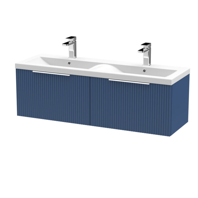 Fluted 1205mm Double Bathroom Vanity with Drop In Vitreous China Basin