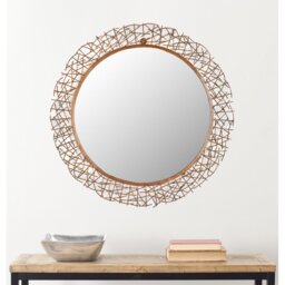 Ilasha Round Framed Wall Mounted Accent Mirror in Burnt Copper