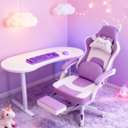 Inbox Zero Adjustable Reclining Ergonomic Swiveling Rocker Game Chair with Footrest