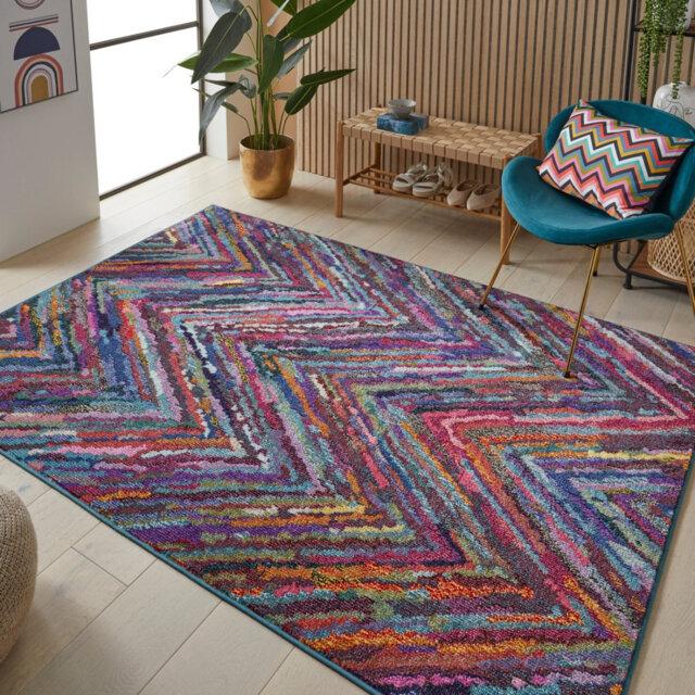 Modern Rug For Bedroom & Living Room, Stain Resistant Dining Room Rug, Thick Geometric Rug