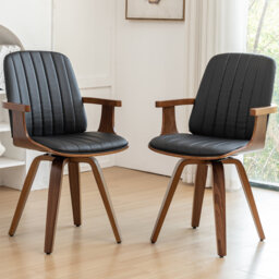Modern Upholstered Leather Swivel Dining Chairs