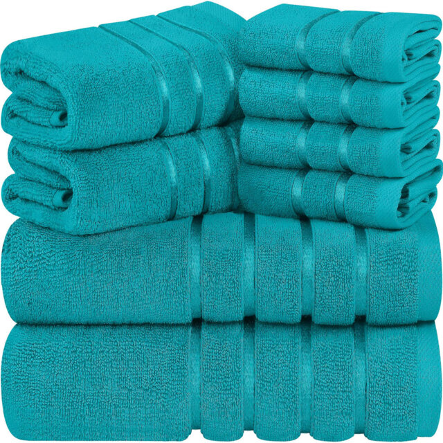 Cotton Blend Bath Towels - Set of 8