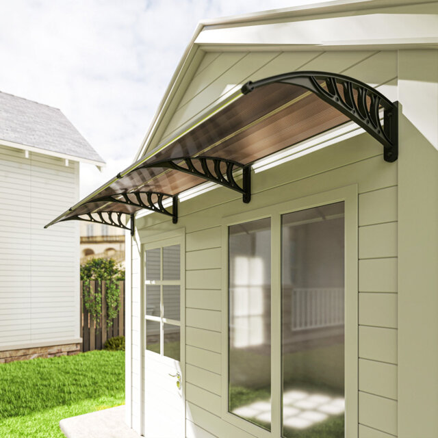 Desk canopy for front door 303x96x27cm with UV protection for outdoors black