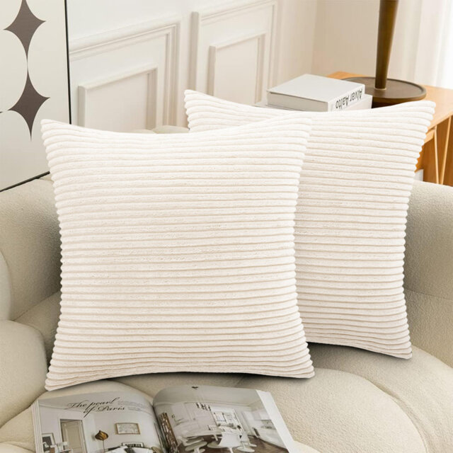 Striped Crushed Velvet Cushion Cover (Set Of 2)