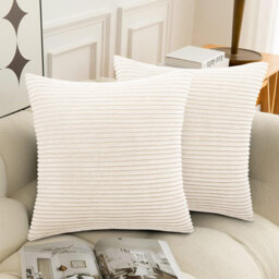 Striped Crushed Velvet Cushion Cover (Set Of 2)