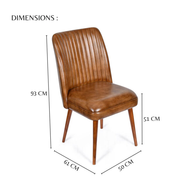 51cm H Genuine Leather Upholstered Dining Chair in Brown
