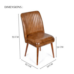 51cm H Genuine Leather Upholstered Dining Chair in Brown